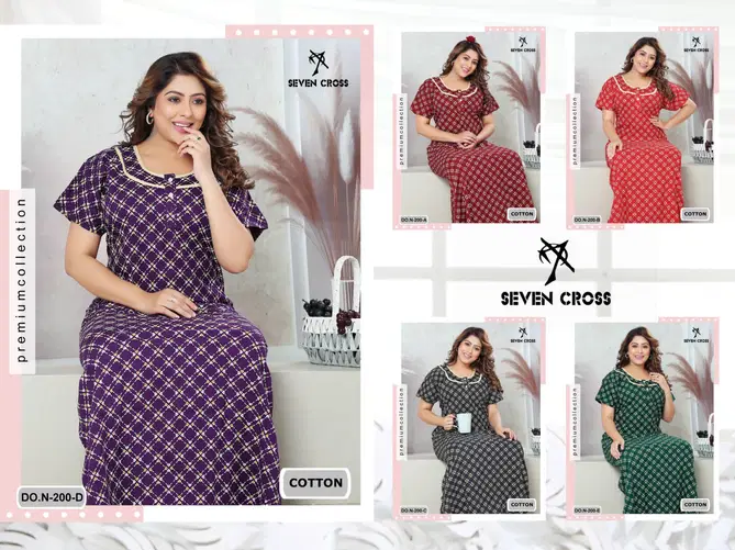 Night Wear Seven Cross Cotton 104 Nighty Gown Wholesale Price In Surat
